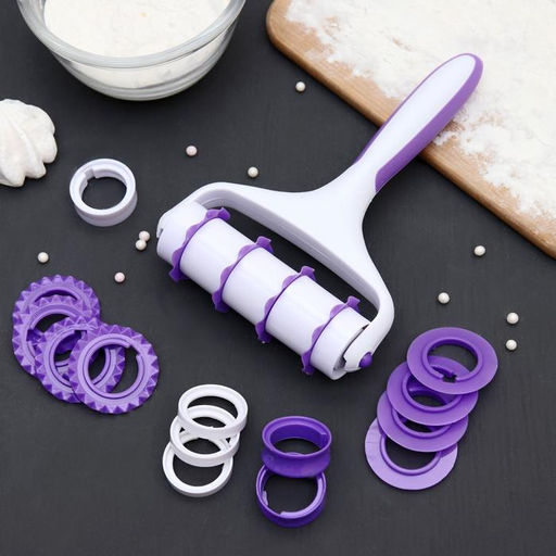 Валик для нарезки теста Доляна Лепота, 12,5?3?19 см, 4 насадки, цвет белый  фото 2