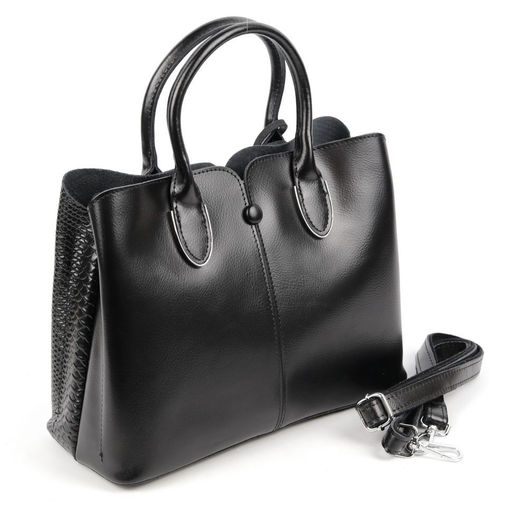 Женская кожаная сумка тоут под змею 5321-220 Блек - Cidirro фото 3