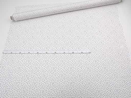 Штапель Россыпь черного гороха (3.5мм) цв.белый, ш.1.45м, вискоза-100%, 90гр/м.кв - Купава фото 7