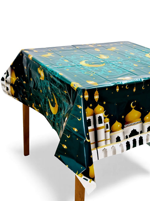 Скатерть одноразовая «Eid Mubarak», 137×183 см, цвет зелёный