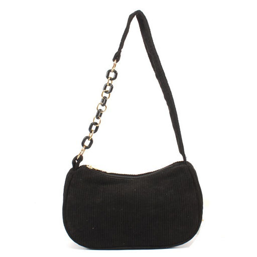 Сумка женская текстиль LIU-03 (багет) -mpl,  1 отд  вельвет черный  254099 - Rst фото 3