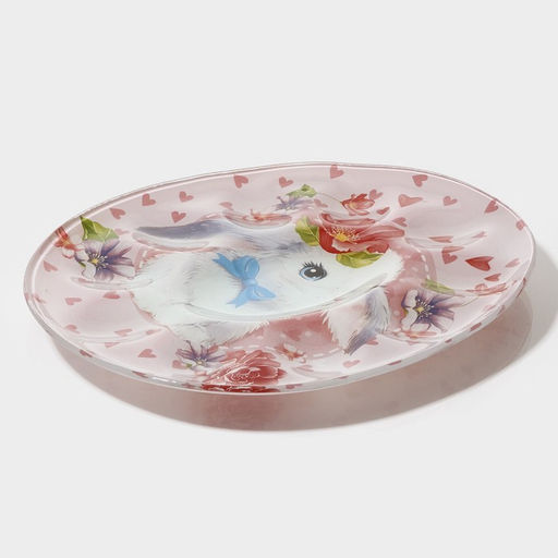 Подставка для яиц Доляна Цветочный зайка, 10 ячеек, 24?20.6 см, стекло, розовая