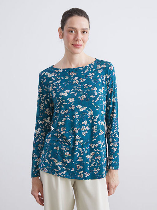 Bisiklet Yaka ?i?ekli Bluz