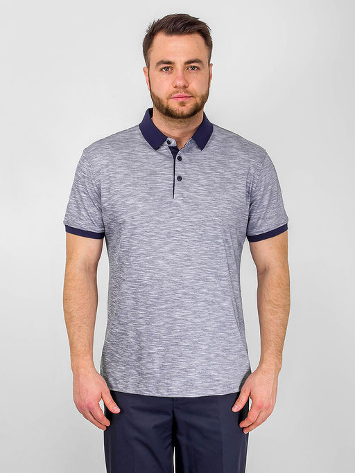 Джемпер мужской с воротником поло короткий рукав GREG G144-TG9836-3 (св.черный)  фото 6