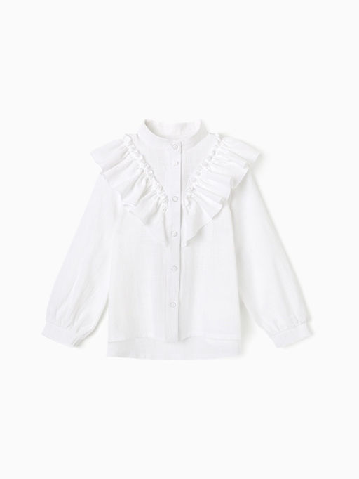 Блузка для девочки MINAKU: Cotton collection, белая, рост 152 см