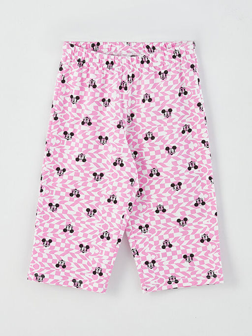 Bisiklet Yaka Mickey Mouse Bask?l? K?sa Kollu K?z ?ocuk Pijama Tak?m? - Waikiki фото 3