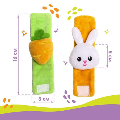 Погремушка - браслет «Зайка» набор 2 шт., от 3 мес., Крошка Я