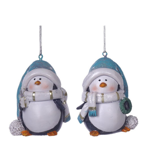Фигурка декоративная подвесная "Пингвин", L5 W5 H6,5 см, 2в.