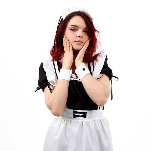 Карнавальный костюм «Милая горничная»: платье, фартук, ободок, чокер, подвязки, манжеты, чулки, р. 44–46