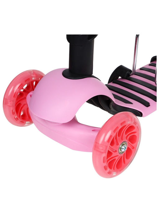 Самокат 5 в 1 GRAFFITI, колёса световые PU 120/80 мм, розовый