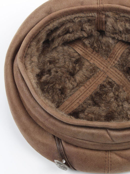 1151-1 KHAKI Берет зимний женский (искусственная замша, искусственный мех)