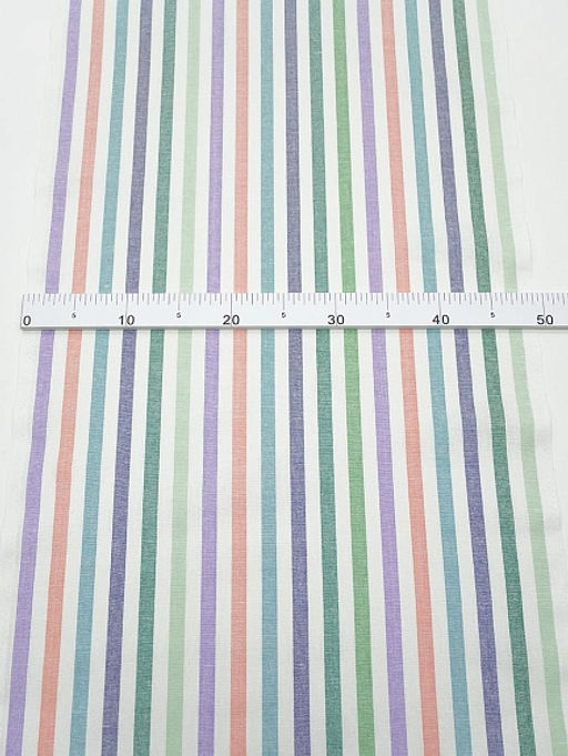 Холст полотенечный Зеленые/лососевые/чернильные полосы, ш.0.5м, лен-30%, хл-70%, 140гр/м.кв - Купава фото 2