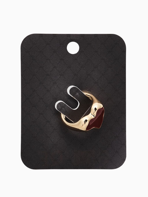 Кольцо "Сердце" корейский стиль, размер 17, цвет бордовый в золоте