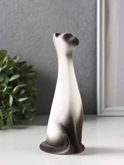 Фигурка керамика «Кот Египетский», 15.5 см, белый с чёрным