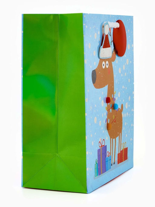 Набор подарочных пакетов «Новый год», 3 шт., голография, с шильдиком и объёмным декором, 25×30.5×12.5 см