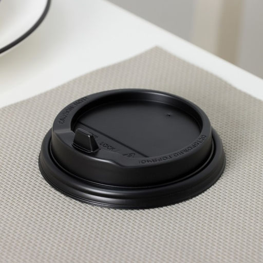 Цена за 100 шт. Крышка одноразовая для стакана чёрная, с клапаном, d=9 см - Simaland фото 3