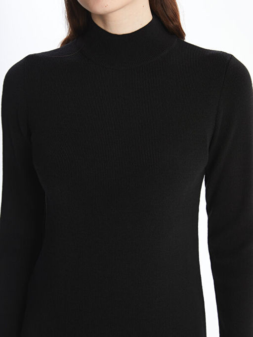 Yar?m Bal?k?? Yaka Kad?n Triko Elbise