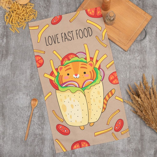 Полотенце "Этель" Love fast food 40х73 см, 100% хлопок, саржа 190 г/м²