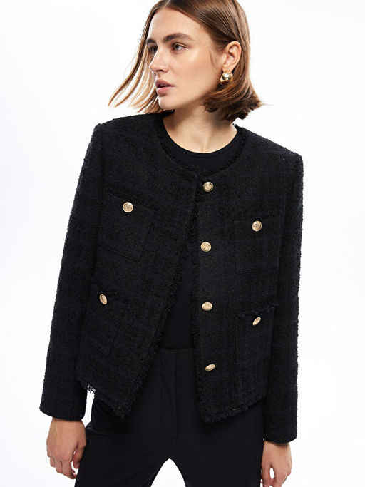 Bisiklet Yaka Kad?n T?vit Ceket