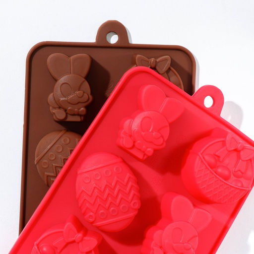 Форма для шоколада Доляна Зайки, силикон, 20.7?10.6?3 см, 8 ячеек, коричневая  фото 5