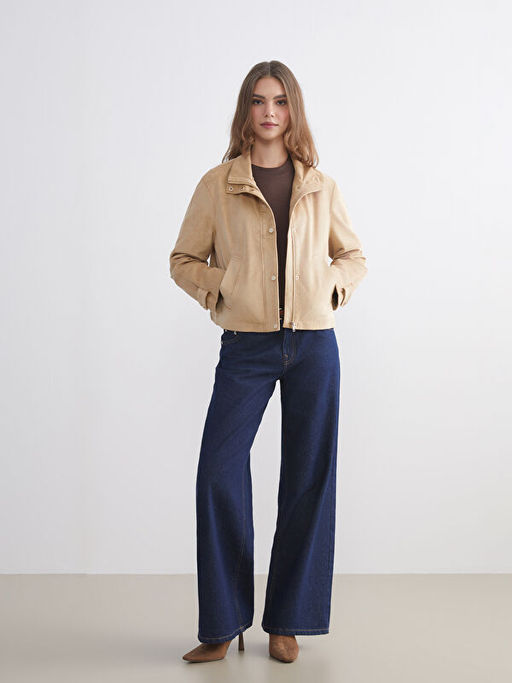 Dik Yaka S?et G?r?n?ml? Kad?n Ceket