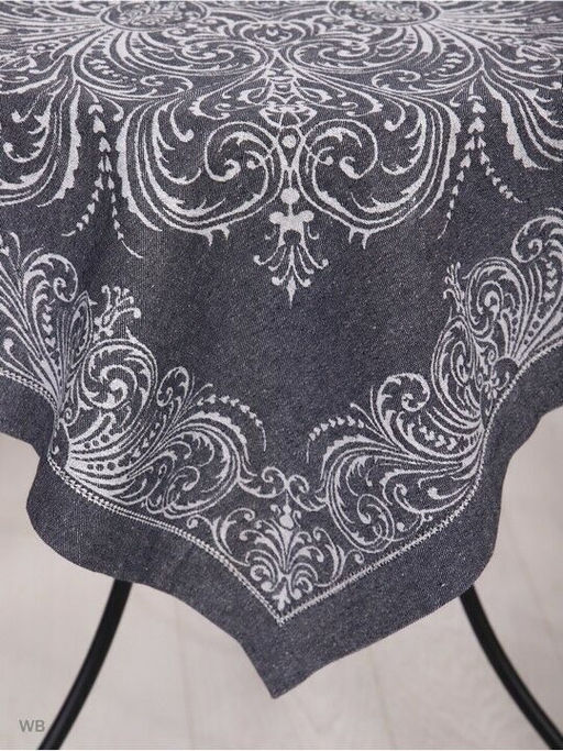 Скатерть Премиум Орнамент-графит 84*84 см. п/лен - Лен поволжья фото 2
