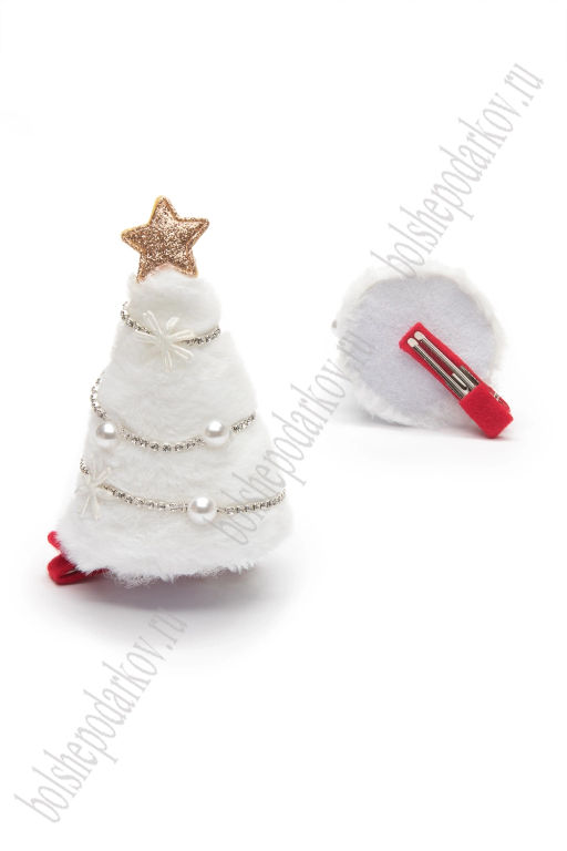 Новогодняя заколка Ёлочка (1 шт) SF-7562, белый №4 - Больше подарков фото 2