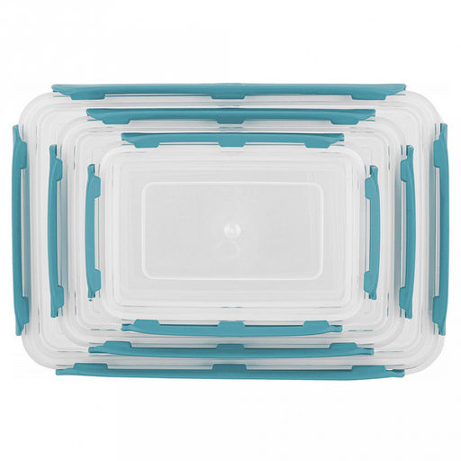 Контейнер с защелками пластмассовый Bergen 2,4л, 1,3л, 0,7л, голубой океан, набор 3шт (Россия) - Домашняя мода фото 4