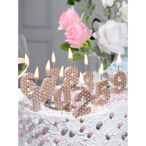 Свеча в торт на шпажке «Соты», цифра 4, 7 см, шампань
