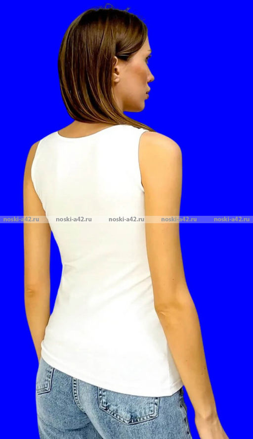 Цена за 1 шт. Майки женские Miss Emma Турция однотонные арт.121 БЕЛЫЕ