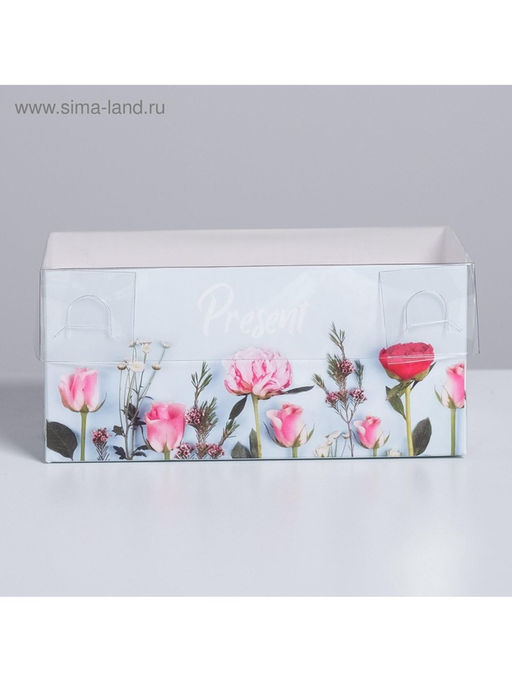 Цена за 5 шт. Коробка для капкейков, кондитерская упаковка, 2 ячейки «Present», 16×8×7.5 см