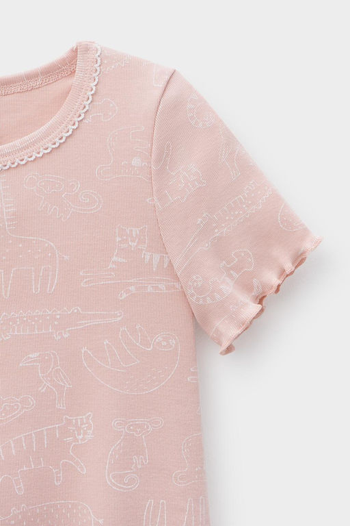 К 1180/24/зоопарк на дымчатой розе сорочка для дев