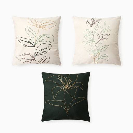 Чехол на подушку Этель Цветы 3 шт, 40*40 см, велюр 100% п/э