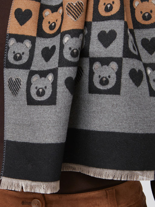 в составе ШЕРСТЬ и КАШЕМИР  Большой, мягкий, теплый двусторонний палантин с принтом. - Tantino фото 4