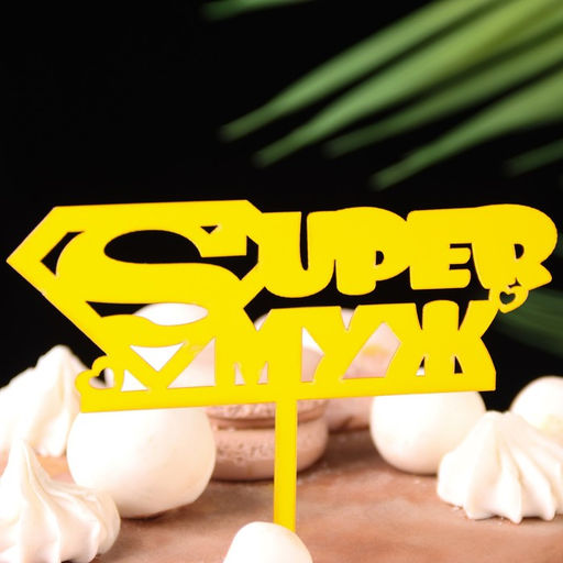 Цена за 5 шт. Топпер для торта Super Муж, золотой - Дарим Красиво фото 2