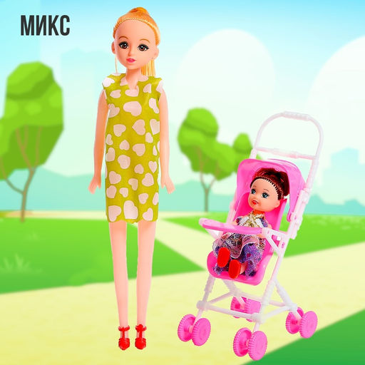 Кукла-модель Мама с дочкой с коляской, МИКС - Simaland фото 22