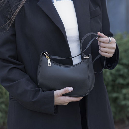 Сумка багет из искусственной кожи,19х15х6.5 см, чёрный цвет - Nazamok фото 10