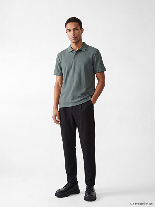 Polo Yaka Standart Fit ?izgili Erkek Ti??rt - Waikiki фото 2