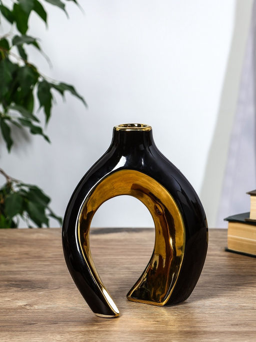 Ваза для цветов «Лари», набор 2 шт., 22×20 см, d=4 см, керамика, чёрная