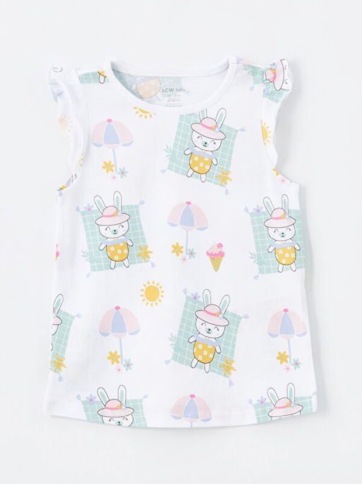 Bisiklet Yaka Bask?l? K?z Bebek Pijama ?st