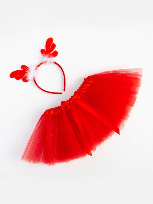 Набор для фотосессии «Крошка Я. Рождественский олененок»: юбка и ободок, красный, рост 68-92 см