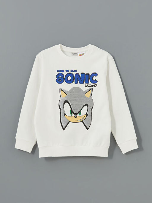 Bisiklet Yaka Sonic Bask?l? Erkek ?ocuk Sweatshirt - Waikiki фото 3