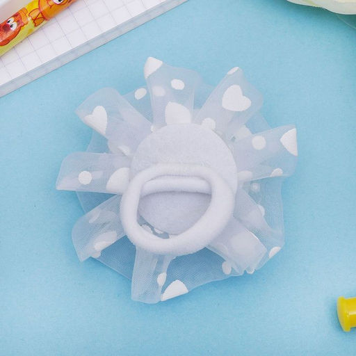 Цена за 6 шт. Резинка для волос бант Школьница, роза, d=7 см, белая - Simaland фото 2