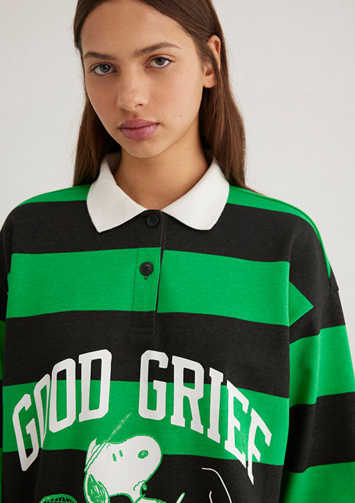 Peanuts Bask?l? Siyah Sweatshirt - Mavi фото 6