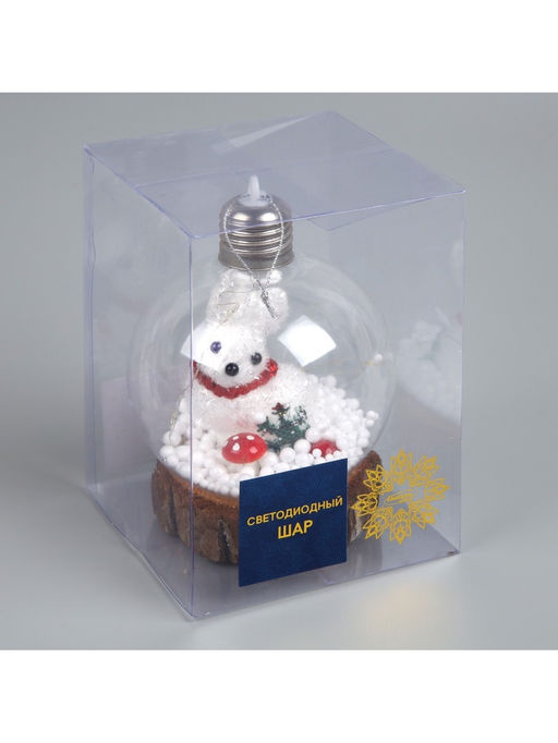 Ёлочный шар Зайка, 10х13 см, 1 LED, от батареек, свечение тёплое белое - Luazon lighting фото 12