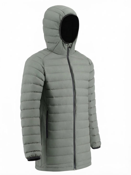 Куртка мужская удлинённая стёганая с капюшоном и графеновой подкладкой утеплитель тинсулейт