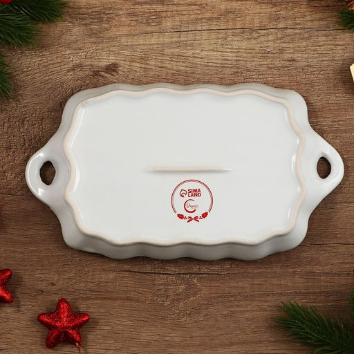 Блюдо новогоднее «Снегирь», 23×13×2.5 см, ручная работа