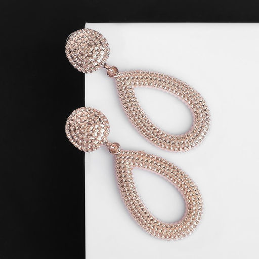 Серьги металл Барбадос капли, цвет розовое золото - Queen fair фото 2