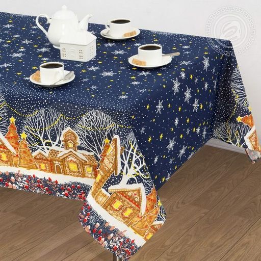 Столовый набор Полночь:скатерть 150*180 см.+6 салф. рогожка - Лен поволжья фото 2