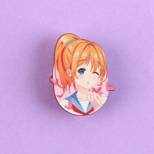 Цена за 2 шт. Значок деревянный Школьницы, аниме, 2.6?3.3 см